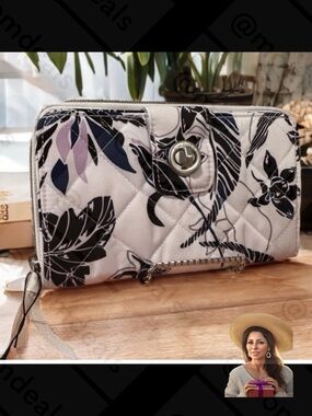 Vera Bradley RFID Turnlock & Zip Wallet - Twilight Garden Performance Twill NWT